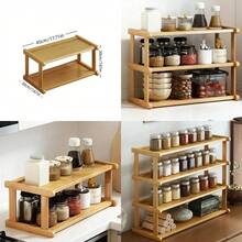 NEW Wooden Multi-Tier Desktop Storage Rack, Organizer Rack, Large Capacity Spice Rack UK - VJP0201-a - View 3