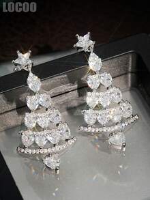 1 Pair Elegant Cubic Zirconia Earrings, Designed For Women, Suitable For Wedding, Engagement, Anniversary Party, Valentine's Day Gift - 1# - View 5