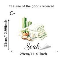 1/4pcs Watercolor Green Plants Bathroom Quote Wall Decals, Removable Self-Adhesive Waterproof PVC Stickers, Suitable For Bathrooms, Showers, Apartments, And Home Decor - Wall Stickers - View 12