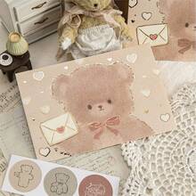 Bear Gold Foil Letter Set | Comes With Envelopes, Perfect For Gifts, Cute And Premium Student Birthday Gift Confession Envelope, High-Quality Letter + Envelope Set - one-size - View 3