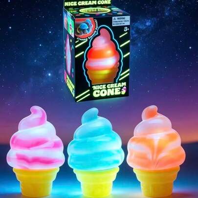 1pc New Nee Stress Relief Ice Cream Squishy Toy, Creative Gradient Slow Rebound Squeeze Toy, Pressure Relief Squeeze Toy, Colorful Ice Cream Scented Stress Relief Squeeze Toy, Anti-Anxiety Toy, Office & Daily Relaxation