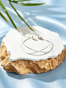 1 pièce Bague de pied réglable à croix torsadée, style bohème, bague de pied ouverte, série océan, bijoux de pied réglables ouverts pour fête, vacances, accessoire de vacances, cadeau pour petite amie, rendez-vous - Argent - Voir 15