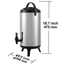 Dispenser per bevande isolato in acciaio inossidabile, 2,4 galloni 9,2 litri, dispenser termico per bevande calde e fredde con rubinetto e maniglia, di qualità alimentare per tè caldo, caffè, acqua, ristorante, bar - 12L, Rotondo - Visualizzare 10