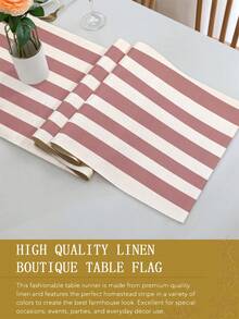 1pc,Bohemian Style,Minimalist Striped Table Runner,Microwave Dust Cover,Protective Cover,Rectangular Tablecloth,Washable,Suitable For Home Dinner,Coffee Table,Kitchen And Dining Room Decor,Dining Table Decor Party And Scene Decoration,Home Decor,Outdoor Patio Table Runner Decor,Entryway Decor,Fireplace Mantel Decor - Smoked Rose Pink - View 9