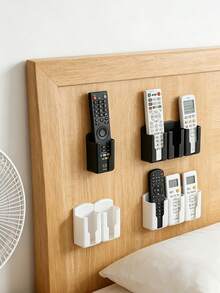 Durable Plastic Wall-Mounted Remote Control Storage Box, No Drilling Required, Space-Saving, Home Plastic Storage Box, TV And Phone Remote Control Holder, Phone Charger Holder, Multi-Functional No-Drill Storage Box - Multicolor - View 6