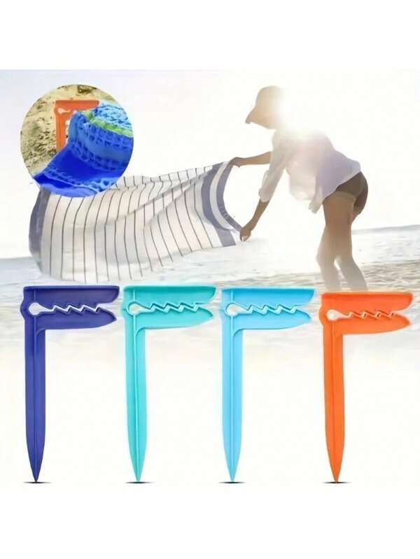 4/2/1pc Beach Towel Clip Camping Mat Clip Storage Plastic Picnic Cloth Clip Towel Beach Portable,Beach Towel, Sand Hook Accessories For Camping, Picnic And Gardening, Beach Accessories