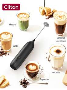 CLITON Handheld Rechargeable Milk Frother, Type-C Fast Charging With Long Battery Life, Lightweight Compact Design, Creates Rich Creamy Foam For Multiple Beverages, Easy Operate & Store, Perfect Kitchen Accessory & Holiday Gift For Coffee Lovers - Multicolor - View 3