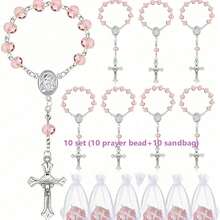 1/5/10 Sets Baptism Gift Set, With Faux Deep Blue Crystal Bracelet And Cross Pendant, Suitable For Various Party Gifts - Blue - View 10