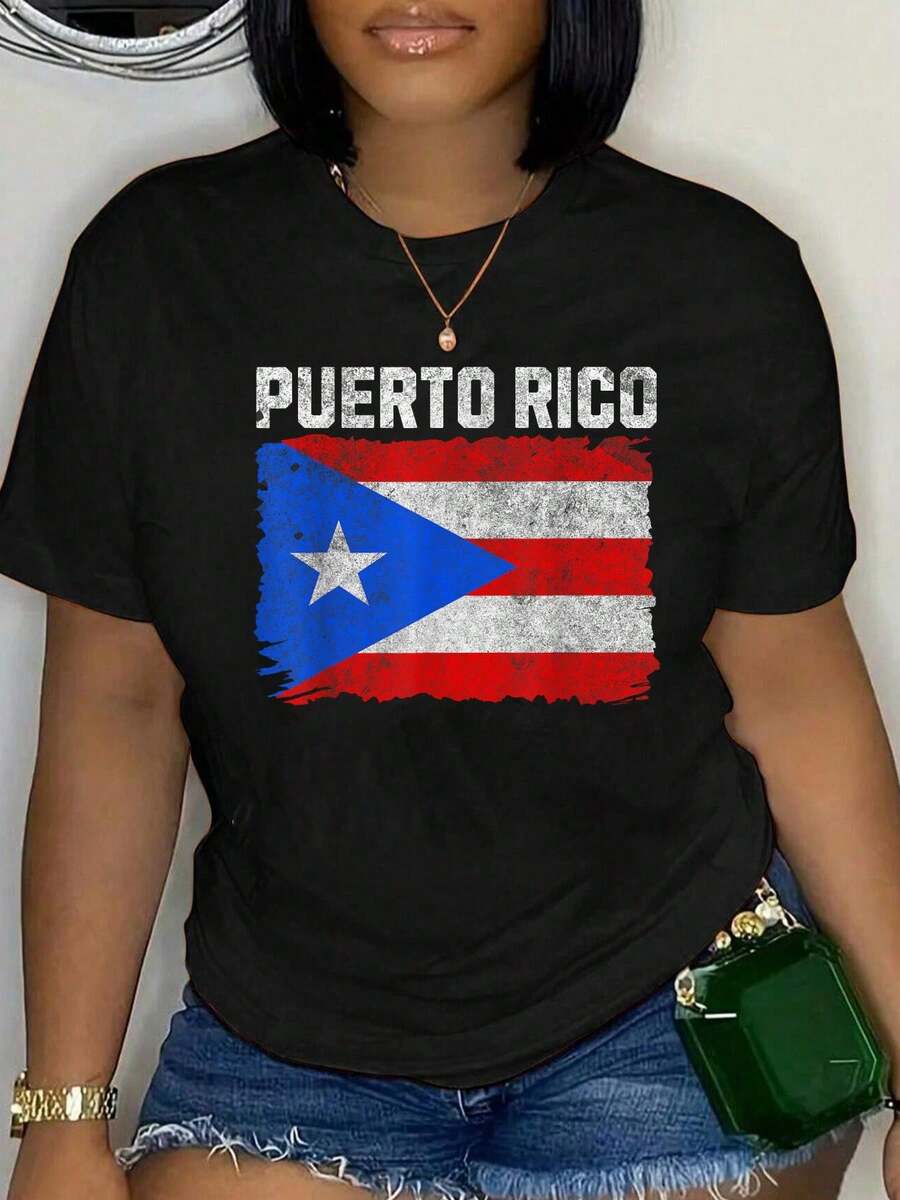 100% Cotton Puerto Rico Culture Roots Amapola Boricua Flag T-Shirt Women's Men's Oversized Comfort Soft Crew Neck Tee Tops - Đen 9 - Xem 1