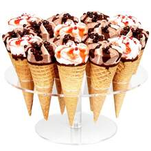 Acrylic Ice Cream Cone Rack, Single Layer 16-Hole/Double Layer 24-Hole Acrylic Waffle Cone Display Stand, Cupcake Cone Rack, Hand Roll Sushi Popcorn Rack - Perfect For Parties, Events And Dessert Bars, Birthday Parties, Weddings, Christmas, Flower-Shaped Transparent Food Display Stand - Multicolor - View 1