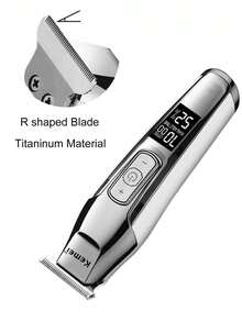 Kemei EKM-5027 Professional Barber T-Blade Clipper 0mm Gapped Carving Clipper Adjustable Speed Hair Trimmer With LCD Display Hair Clipper For Men Haircut Machine USB Rechargeable Haircutting Machine - Silver - View 7