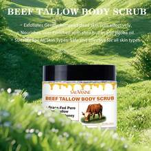 Tallow & Honey Skin Softening Moisturizing Set (200g Body Scrub + 100ml Body Lotion), Contains Grass-Fed Tallow, Manuka Honey, Niacinamide & Shea Butter, For Gentle Exfoliation, Improving Rough Chicken Skin, Deep Moisturizing, Softening & Brightening Skin, Suitable For Men And Women - All - View 2