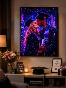 Personalisiertes 5D Diamant Malerei Porträt, Cyberpunk Neon Abschluss Paar Kuss Leinwand Set, personalisierte Diamant Stickerei Wandkunst, DIY Foto Geschenk für Freunde, 2024 Abschluss Dekoration, Muttertags- und Abschlussgeschenk, warme Atmosphäre - Verschiedenfarbig - Übersicht 4