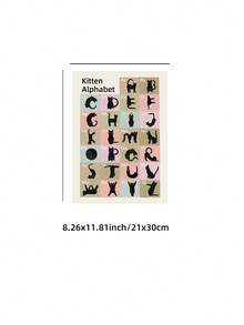 1 pièce Art mural sans cadre Alphabet chat coloré ABC animal - Décoration de salle de jeu d'apprentissage précoce, affiche éducative pour la nurserie, la chambre, le dortoir, la décoration de chambre, la décoration de chambre, les impressions murales, la décoration vintage & le meilleur choix de cadeau - Cartoon - Voir 10