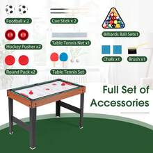 COSTWAY 4-In-1 Combo Game Table Set, Interactive Multi Game Table With Soccer, Air Hockey, Billiards & Table Tennis, Tabletop Football Table For Bars, Game Rooms, Family Night, Parties, Black/Natural - Apricot - View 4
