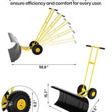 Heavy-Duty Steel Snow Shovel With Wheels  All-Terrain Non-Slip Wheels – Adjustable Angle For Efficient Snow Removal - Double Pole - View 7