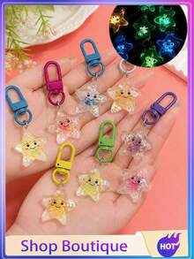This Cute Cartoon Glow-In-The-Dark Starfish Keychain Is A Sweet Gift For Friends Or Loved Ones. Featuring A Glow-In-The-Dark Animal Pendant, It's An Ideal Birthday Gift, Holiday Decoration, And Also Perfect For Decorating Bags And Keys. - View 6