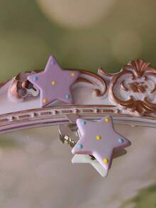 1PC/2PCS Elegant Polka Dot Star Button Covers, Shirts Button Cover Clip On Button Covers Fashion Crystal Cufflinks Cover - Mauve Purple - View 6