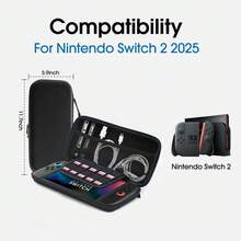Bolsa de almacenamiento portátil, estuche de transporte con carcasa dura protectora para Switch2/Switch OLED/Switch/Switch Lite, con múltiples bolsillos de almacenamiento, puede contener accesorios de consola de juegos y juegos, ligero y compacto, incluye 10 ranuras para tarjetas de juegos - Ver 3