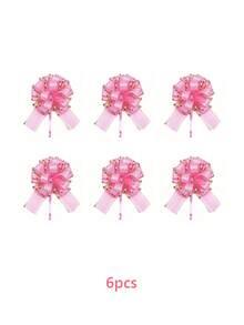 1/6/12pcs Pink Organza Bows, Satin Ribbon Bows, Suitable For Gift Wrapping, Wedding Decor, Car Decor, Basket Decor, Perfect For Valentine's Day, Wedding, Party, Birthday, Holiday Decor, Gift Decor - Multicolor - View 10