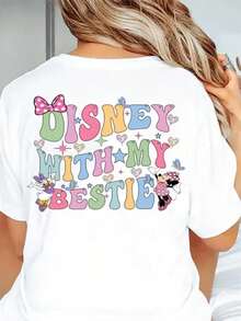 The Disney Minnie And Daisy Printed Women's Pure Cotton T-Shirt Is Suitable For Daily Wear And Also As A Gift - White - View 3