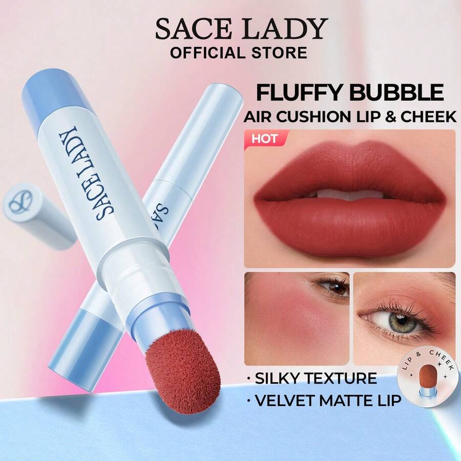 SACE LADY Matte Cushion Lip & Cheek Dual-Use Long-Lasting Velvet Lipstick, Silky Waterproof Non-Sticky Lip Makeup - 01 - View 1