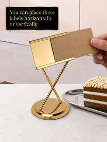 1pc 4"/6" Square Stainless Steel Menu Holder Stand, Heavy Duty Table Number Holder With Round Base, Self-Service Sign Display Stand For Restaurant, Cafe, Buffet, Wedding, Countertop Display,Perfect Birthday Gift - Gold - View 5