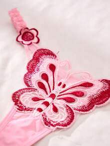 Mystèrelle Celana Dalam Thong Seksi Transparan Motif Kupu-kupu 3 Potong untuk Wanita, Model Low-Rise - MultiWarna - View 8