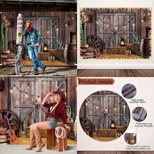 Telón de Fondo de Vaquero Occidental Suministros para Fiesta Occidental Decoración de Salvaje Oeste Fondo de Fotografía de Granero de Casa de Madera Rústico para Cumpleaños Fotomatón Pies - Estilo clásico - Ver 1
