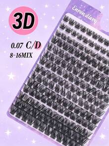 168 Peças Cílios Postiços Naturais Macios e Fofos em Cachos, Comprimento Misto & Naturalmente Encaracolados, Extensões de Cílios Reutilizáveis, Perfeito para DIY em Casa, Uso Diário, Encontros, Festas & Festivais, Presente Ideal para Mulheres - D - Visão 6
