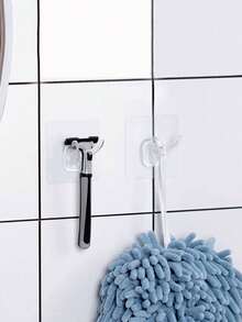 1/3/5/10pcs Transparent Adhesive Hook Shower Wall Shower Shaver Holder Shaver Storage Holder Suitable For Bathtub Storage And Storage Shower Hooks, Kitchen Storage Holder Suitable For Shaver Plug Towels - Multicolor - View 1