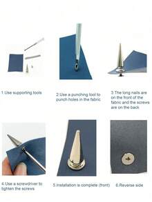 100pcs Punk Rivet Screw Punching Tool, 7 X 10mm, Rust-Resistant Decorative Rivets, Clothing Screw Rivets, DIY Rivets, Screw Rivets, Metal Gothic Spikes, Decorative Rivets, Pointed Rivets, Suitable For Bags, Clothing, Shoes - Cone - View 7