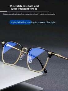 1 Pair Men's Metal Half-Frame Retro Style Clear Lens Glasses, Suitable For Daily Wear, Gaming And Computer Work - Clear - View 3