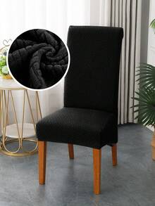 1pc Solid Color Soft Texture Abstract Plaid Chair Cover, Large Angle Design, Dust-Proof & Pet Scratch-Resistant, High Elasticity Skin-Friendly, Replaceable Old Surface, Protects Seat, Suitable For Dining Room Decor - Black - View 1