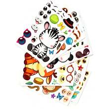 12/24 PCS Animal Theme Creative Sticker Set, Animal Expression Collage Toy, Interactive Educational Craft Material, Farm Animal Face-Changing Stickers, DIY Handmade Sticker Art, Educational Creative Expression Sticker Pack School Supplies - CY-j03 - View 3