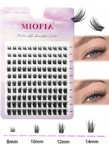 MIOFIA 新款 120入/組 混長俄羅斯濃密睫毛，8mm-14mm 混長，自然風格俄羅斯扁平濃密蓬鬆手工貂毛睫毛簇，DIY居家使用，類貂毛質感，自然柔軟，增強眼妝效果 - D - 查看 3