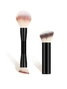 ronshadow Set 2 Kuas Makeup Multifungsi Dua Ujung, Kuas Bedak Ujung Bulat & Kuas Perona Pipi + Kuas Alas Bedak Ujung Datar, Kuas Makeup 2-in-1 untuk Alas & Pengatur Riasan - MultiWarna - View 13
