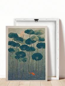 1件蓮花與錦鯉海報，日式植物藝術，日式青蛙撐傘海報，理想禮物，適合臥室、客廳、廚房、牆面藝術、牆面裝飾、家居裝飾、房間裝飾、帆布牆面藝術、海報、帶框牆面藝術，可選框 - 1PCS - 查看 13