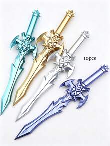Creative Sword Shaped Gel Pen, Cool Fantasy Weapon Style Ballpoint Pen, 0.5mm Black Ink Writing Pen For Students & Office, Back To School - Multicolor - View 12