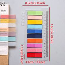12piezas/ 2400 Hojas Notas Adhesivas de Índice Multicolor Degradado Mezclado, 200 Hojas por Tarjeta, Con Regla, Pegatinas Marcadoras de Página Autoadhesivas, Papelería de Oficina y Estudio, Para Clasificación de Archivos y Toma de Notas - Unitalla - Ver 3