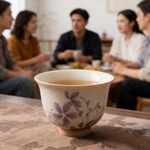 1個/2個/4個植灰釉陶瓷茶杯，創意手繪陶瓷濃縮咖啡杯，下午茶杯，紅茶杯，中國功夫茶杯，水杯，陶瓷杯。適合下午茶聚會、朋友聚會和節日禮物。 - 杏色 - 查看 4