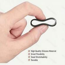 6pcs/Set Anillos de silicona antideslizantes, anillos de sellado para raquetas de pickleball, anillos de fijación de silicona, adecuados para raquetas de tenis, raquetas de bádminton y raquetas de pickleball, accesorios de raqueta duraderos y elásticos - Negro - Ver 4