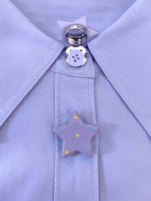 1PC/2PCS Elegant Polka Dot Star Button Covers, Shirts Button Cover Clip On Button Covers Fashion Crystal Cufflinks Cover - Mauve Purple - View 2