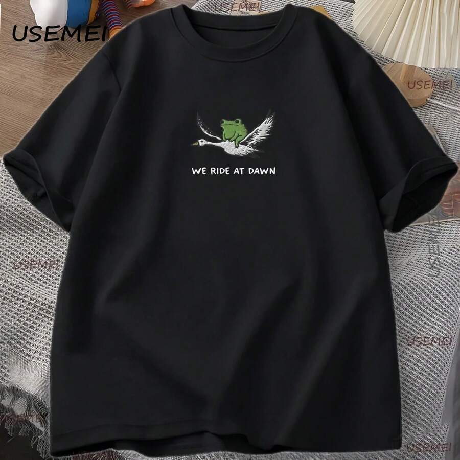 Camiseta We Ride At Dawn, camiseta divertida de rana y ganso, camiseta informal de algodón de manga corta con cuello redondo, ropa de calle para hombre Y2k - Multicolor - Ver 1