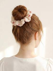 6 Stück elegante frische rote Kirschen kleine Blumen Herz Blumen Scrunchies Haargummis, geeignet für tägliche Lässig Urlaubsoutfits Pferdeschwanz Gummibänder - Verschiedenfarbig - Übersicht 6