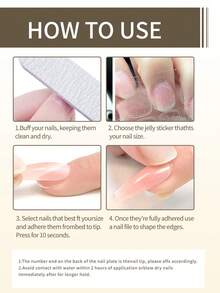 10pcs Press On Nails Silvery Black French Grid Nail Supplies Nails Press On Short Nail Fake Nails Artificial Nails Kit Includes 1sheet Adhesive Tabs &1 Pc Mini File Nail - Multicolor - View 5
