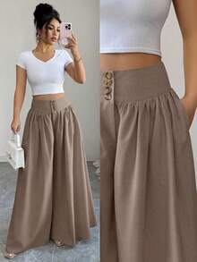 New 2026 Model: Women's Slim-Fit Wide-Leg Trousers With Pockets, Ideal For Spring/Summer. - unta - View 8