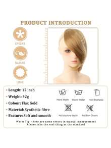 Fringe Clip-In Hair Extension Piece, Clip-In Hair Extension, Heat-Resistant Synthetic Fiber Fake Bangs Hair Piece/Bangs Pad - Multicolor - View 3