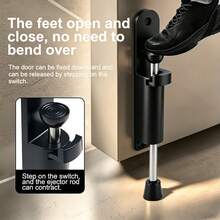 1pc Black Heavy Duty Invisible Door Stopper - Foot Pedal Spring Mechanism | Zinc Alloy Construction | Easy To Position And Install | Suitable For Living Room, Bedroom, Office, Apartment And Hotel | Wall Protection | Stylish Design | Durable - Large Black - View 3