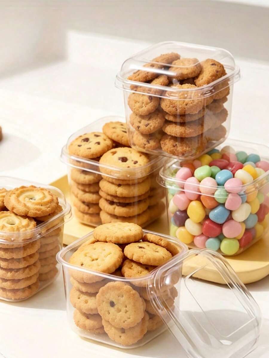 1-50pcs Reusable Square Transparent Mousse Cups Candy Boxes, Suitable For Birthday Wedding Holiday Party Dessert Fruit Pudding Jelly Ice Cream Baking Container, Party Supplies, Event Catering, Square Container, Modern Tableware, Lightweight Cup, Cake Container